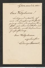 Nachlass Franz Steindachner, Brief von Ludwig Marno an Franz Steindachner (02.04.1881), Inv.Nr. 329.01, Seite 1